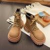 Šněrovací boty Dámské Módní a Pohodlné Podzimní Retro Silná Podrážka Velká Špička Pracovní boty