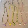 Color Beaded Love Necklace Women's Summer New Design Sense Niche Temperament Collarbone Chain Accessories Alloy