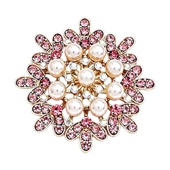 Women Party Jewelry Faux Pearl Rhinestone Snowflake Brooch, Alloy Lapel Pin for Shirts Decorative Pins Coats Sweaters Dresses, Men Accessories Winter