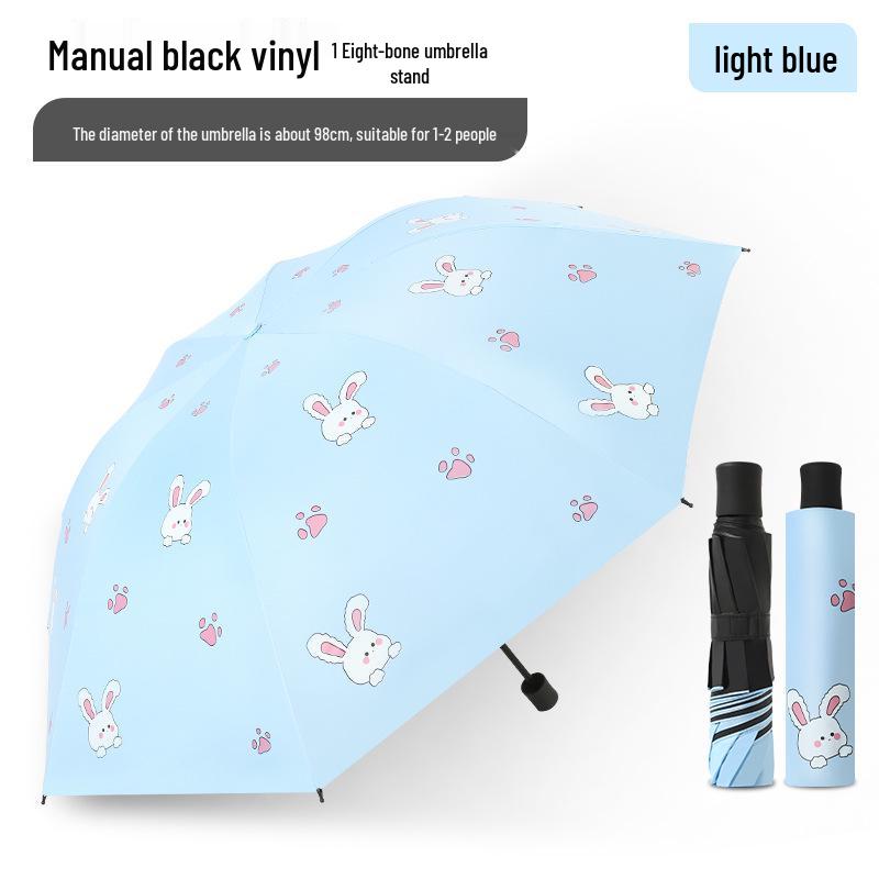 

Женский автоматический зонт - Защита от солнца с черным клеем, Защита от УФ-лучей, Двойного назначения с мультяшным дизайном для солнца и дождя.