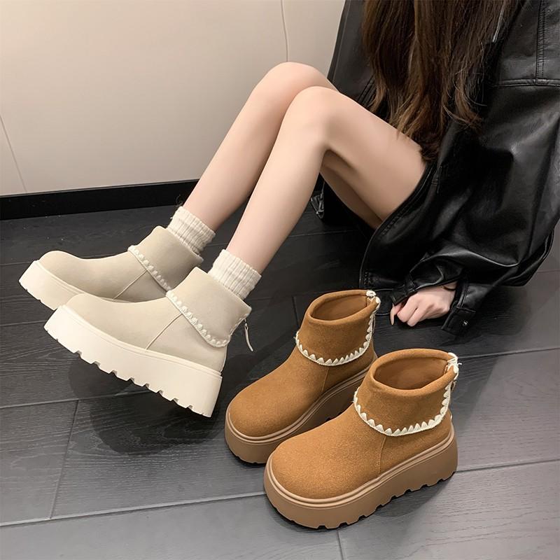 Fashion Retro Thick Bottom Ankle Boots Autumn Women's High Heel Height Increase Punk Booties Fashion Non-Slip Designer Platform Shoes