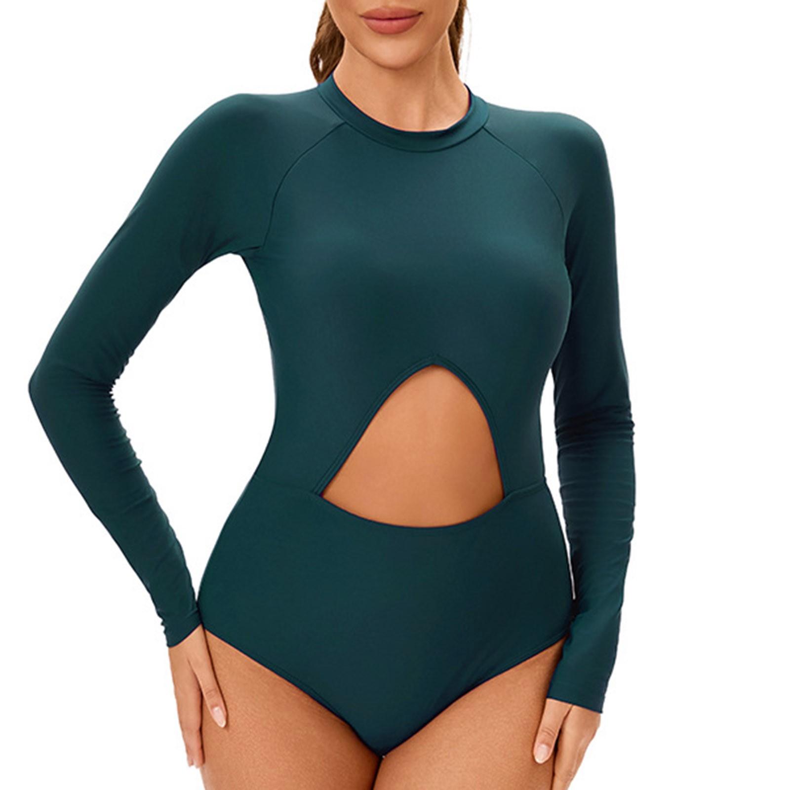 

Женский консервативный цельный сексуальный солнцезащитный гидрокостюм с длинными рукавами и подкладкой для груди M