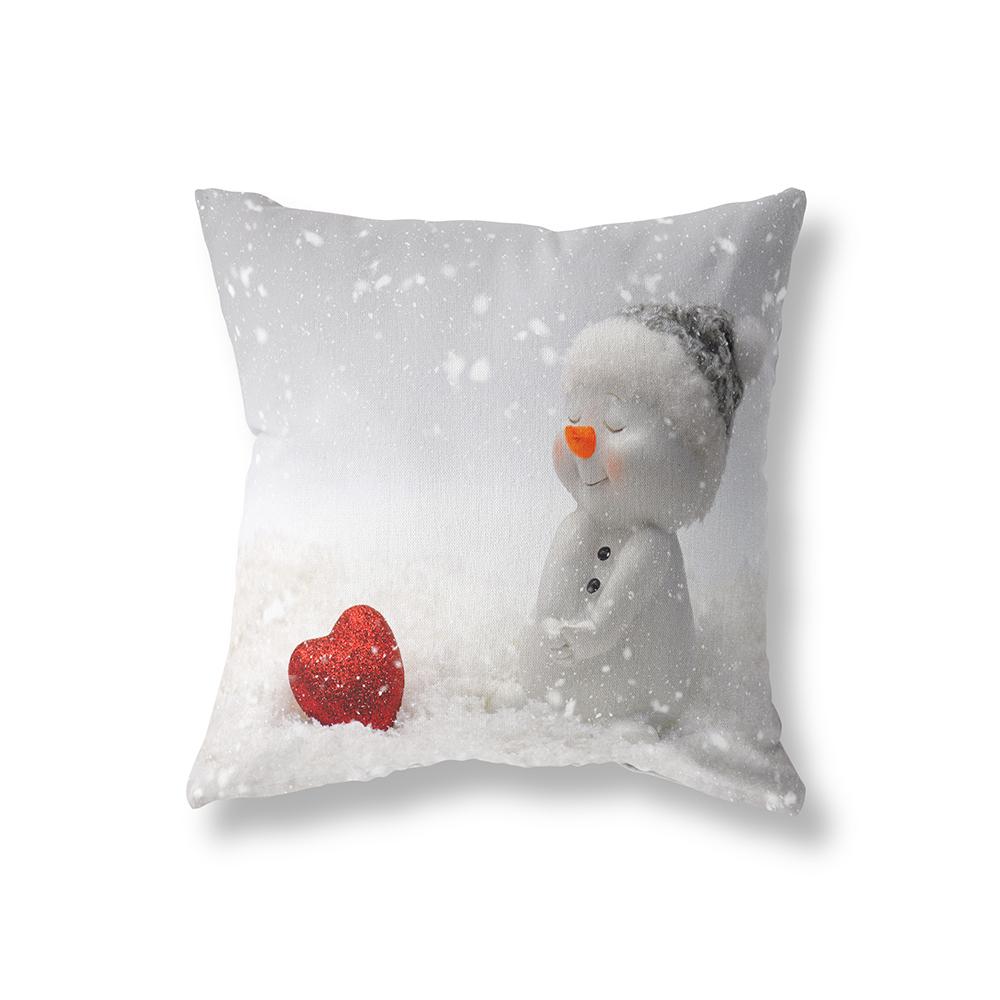 Decor pentru casă, drăguț, om de zăpadă, tema de Crăciun, model de imprimare, husă de pernă din poliester, decor canapea pentru sufragerie, husă de pernă
