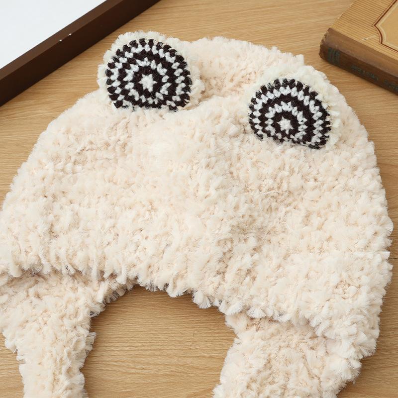 Rolled Ear Frog Plush Hat Korean Sweet and Cute Cartoon Pullover Hat Autumn and Winter Outdoor Cold Warm Hat