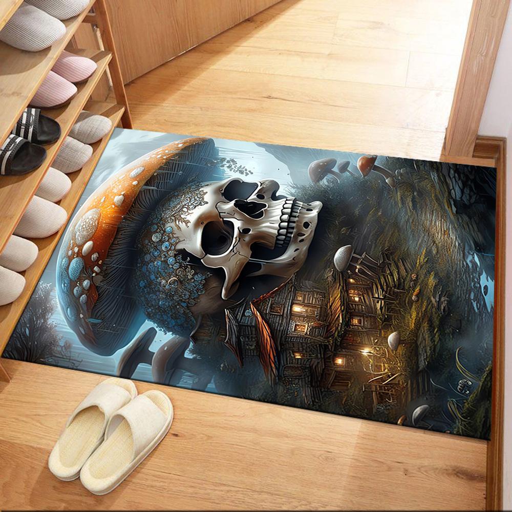 Knife Skull Floor Mat Perfect for Playrooms Dormitory Balcony Entryway Antislip Carpet Office home decor Spiritual Gift