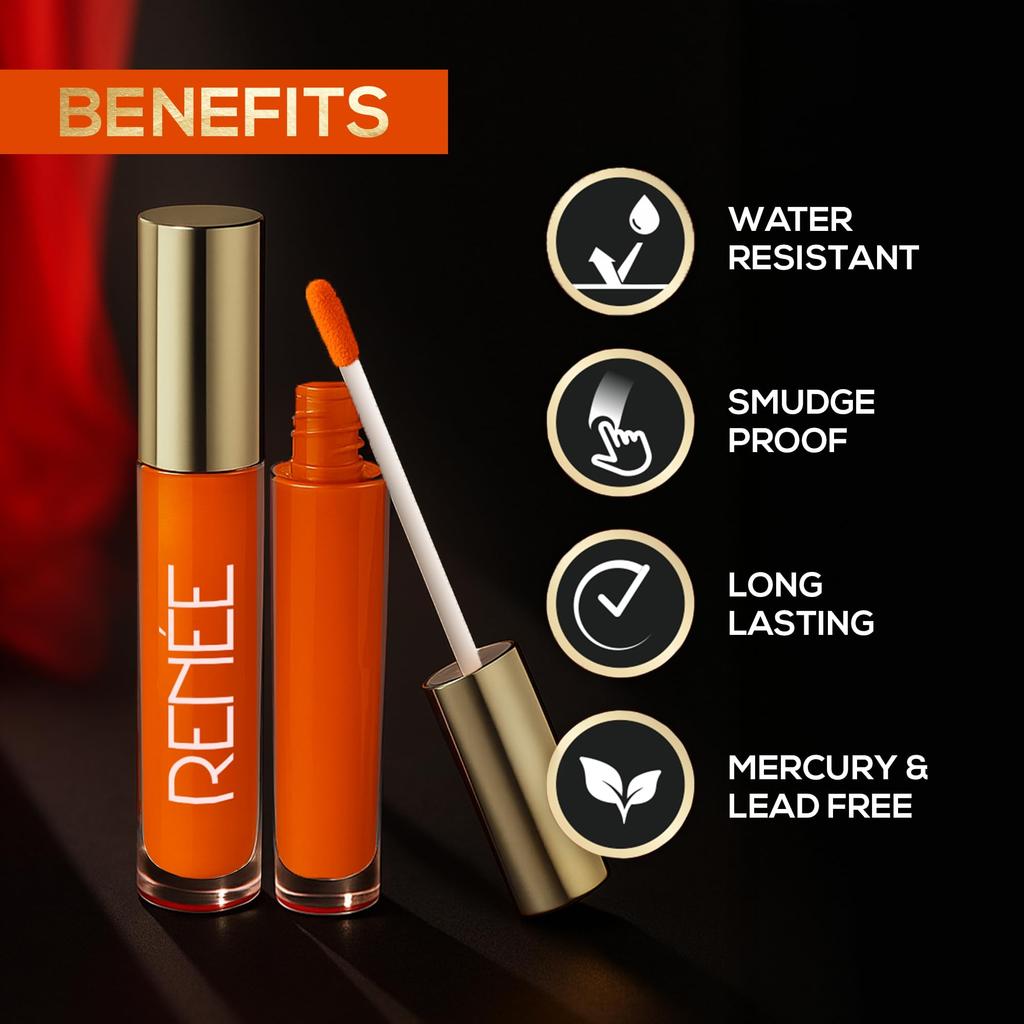 RENEE Sindoor - Orange | Highly Pigmented | Matte Finish | Sponge-Tip Applicator | Water-Resistant | Smudge-Proof | Lightweight & Long-Lasting | Tr