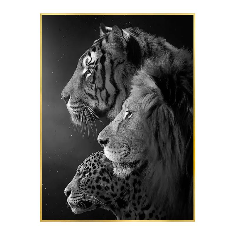 Tiger Løve Leopard Dyr Plakat Luksuriøs Dekorativ Stor Maleri Moderne Stuedekorasjon Veggkunst Lerretsbilde Hjem