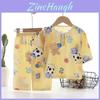 Cartoon Dinosaur Kids Sleepwear Set With Breathable Cotton Silk For Summer Comfort