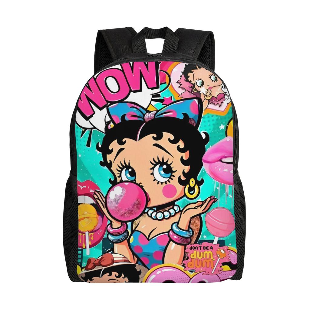 B-Betty Boops Pattern Cool Backpack with Pocket High School Hiking Travel Daypack for Men Women Laptop Computer Canvas Bags