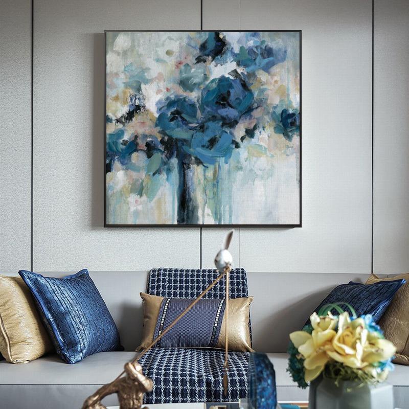 Aquarell Blau Blumen Leinwand Malerei Moderne Abstrakte Poster und Drucke Wand Kunst Bilder für Wohnzimmer Home Decor Unframed