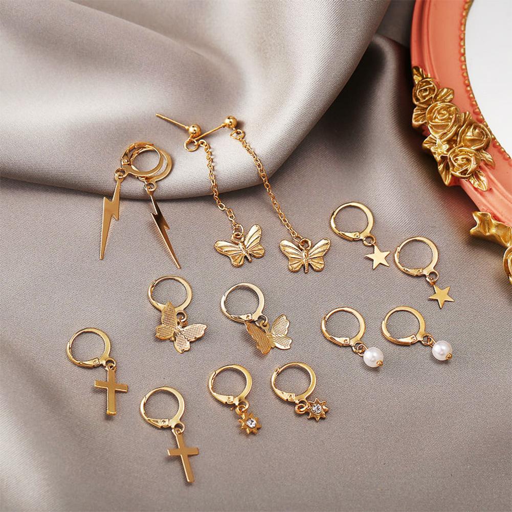 7 Pairs Of Women Earrings Alloy Creative Simple Butterfly-shape  Earring Set