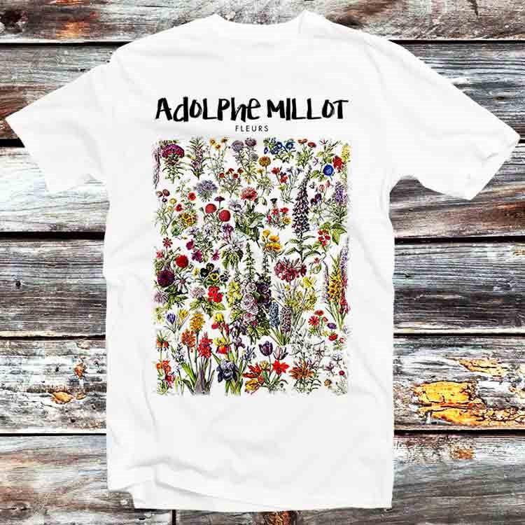 

Adolphe Millot Fleurs Flowers Botanic Science Garden T Shirt B1012 M