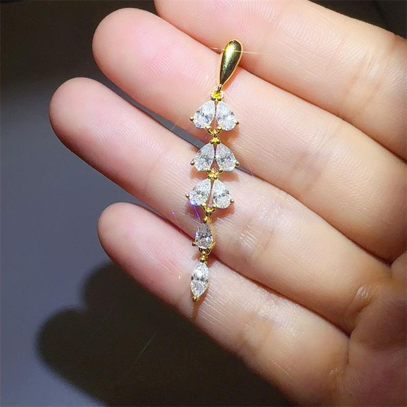 18K Gold-Plated Moissanite Tassel Earrings – Water Drop Style, Diamond Tester Approved