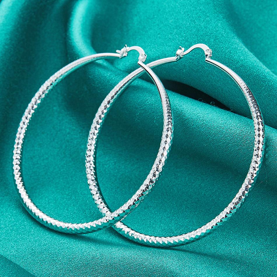 

URMYLADY стерлингового серебра 925 пробы 70 мм круглые серьги для женщин модные свадебные помолвочные очаровательные ювелирные изделия 70mm