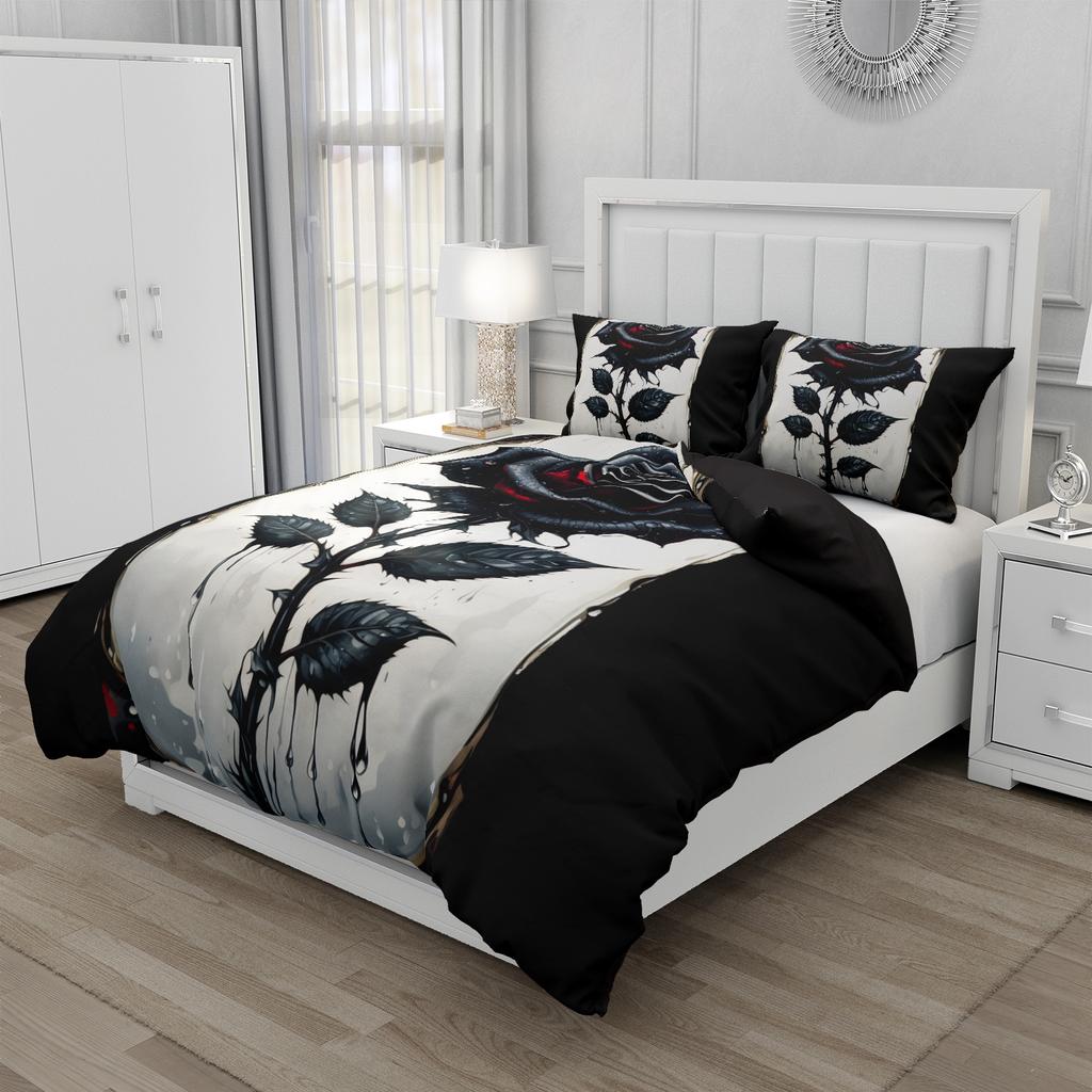 Rose Black Series Bedding Set Famous Anime Duvet Cover Sets Comforter Bed Linen Twin Queen King Single Size Dropshipping Gift