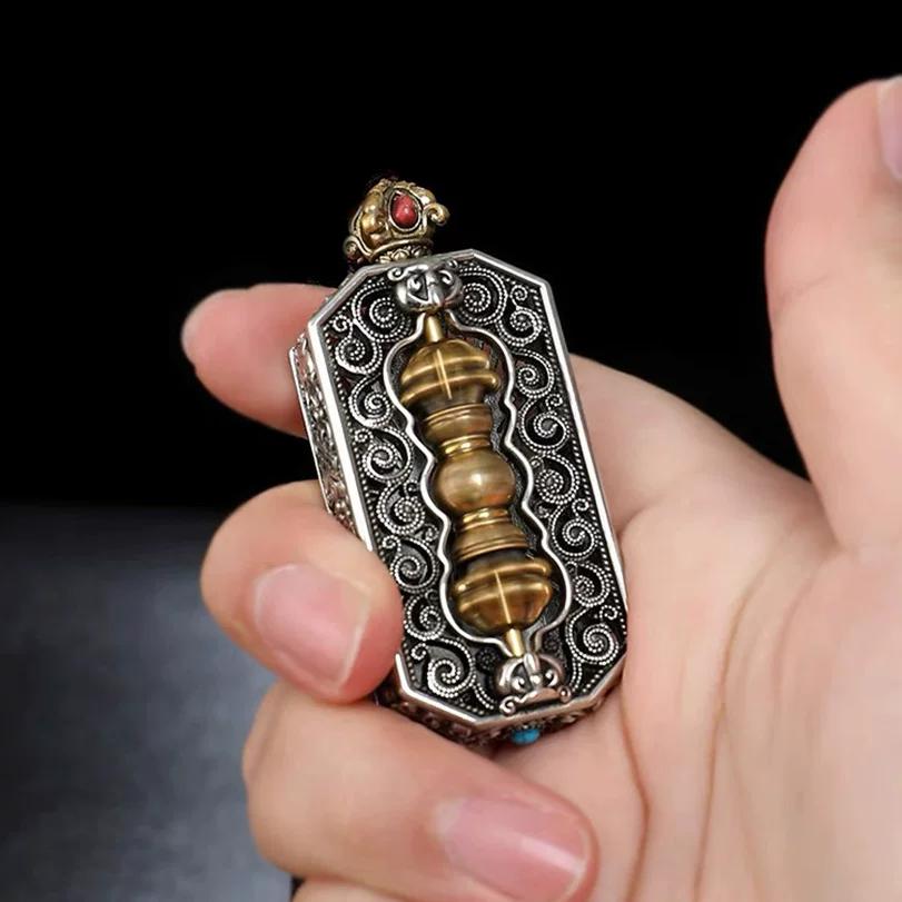 Retro King Kong Pestle Pendant, Auspicious Eight Treasures Pattern Pendant, Square Brand Gawu Box Six-character Mantra Pendant, Jewelry.