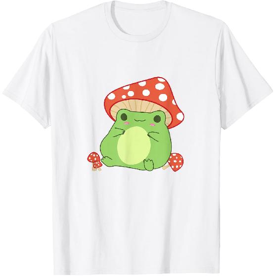 Cottagecore Frog Aesthetic Cute Frog with Mushroom Hat T-Shirt Small