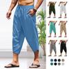 Herren Sommer Einfarbig Caprihosen Haremshorts Herren Elastischer Bund Kordelzug 3/4 Länge Cropped Hosen Baggy Jogginghosen