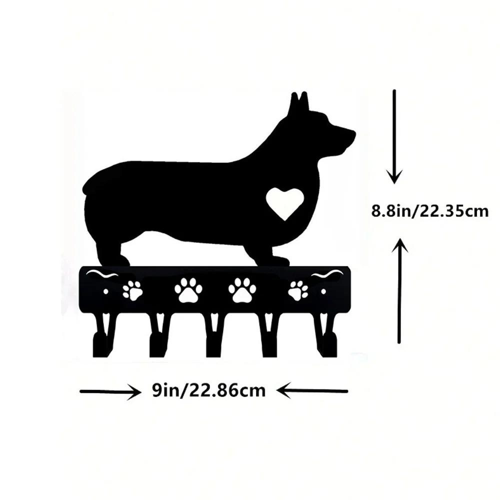 

1 шт. крючки для ключей и держатель для брелка в виде собаки корги, металлический настенный крючок для украшения дома, классический дизайн силуэта в виде железного искусства бронзовый