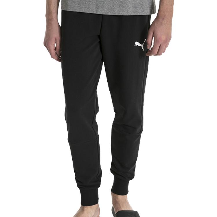 Puma Logo Knit Cuff Sports Trousers Men Bottoms Black 593054-01