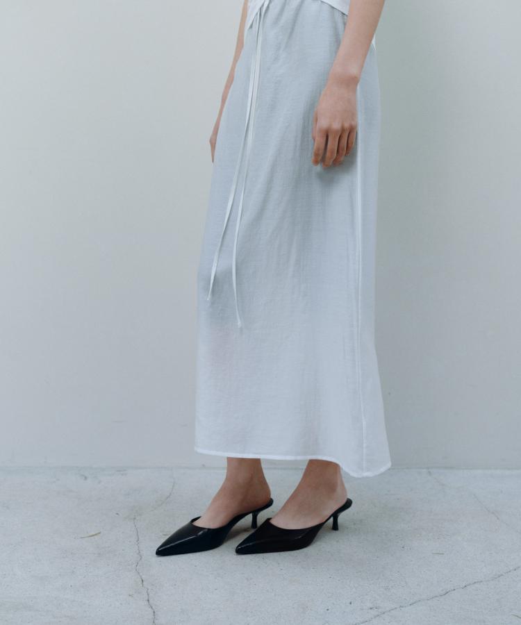 Kasel Sheer Long Skirt, White