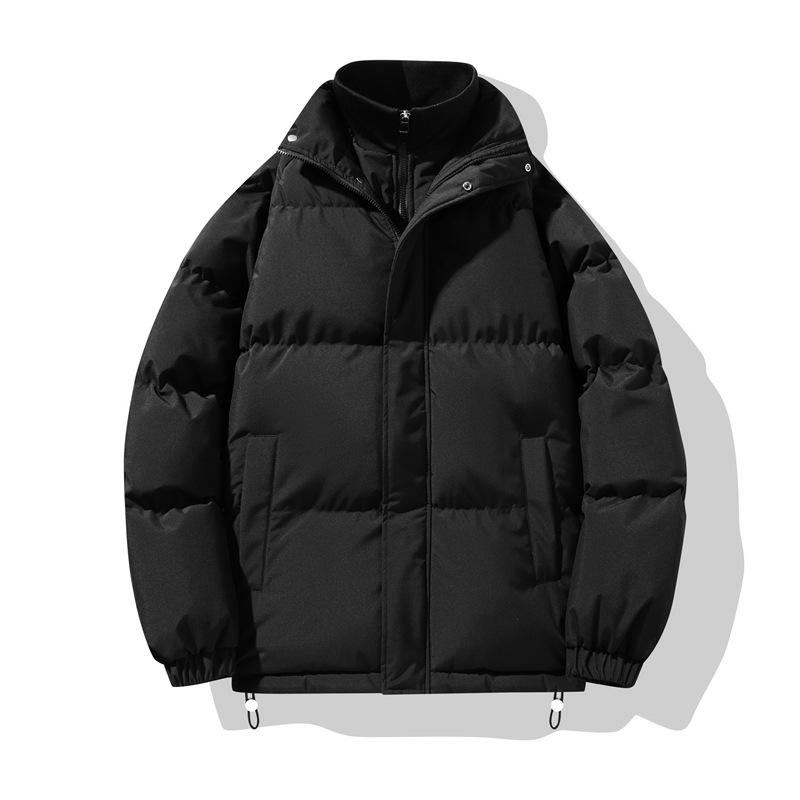 

2025 winter couple s stand-up neck padded jacket men s fake two-piece padded jacket thickened thermal padded jacket S чорний