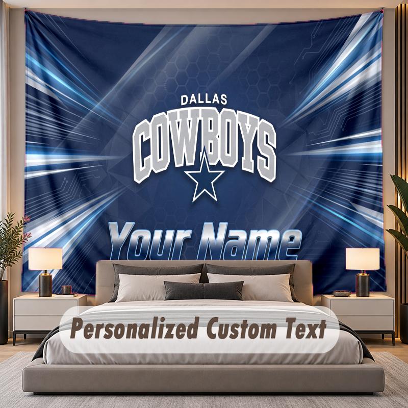 Custom Name Text Tapestry Dallas Cowboys Personalized Polyester Wall Tapestry For Bedroom And Room