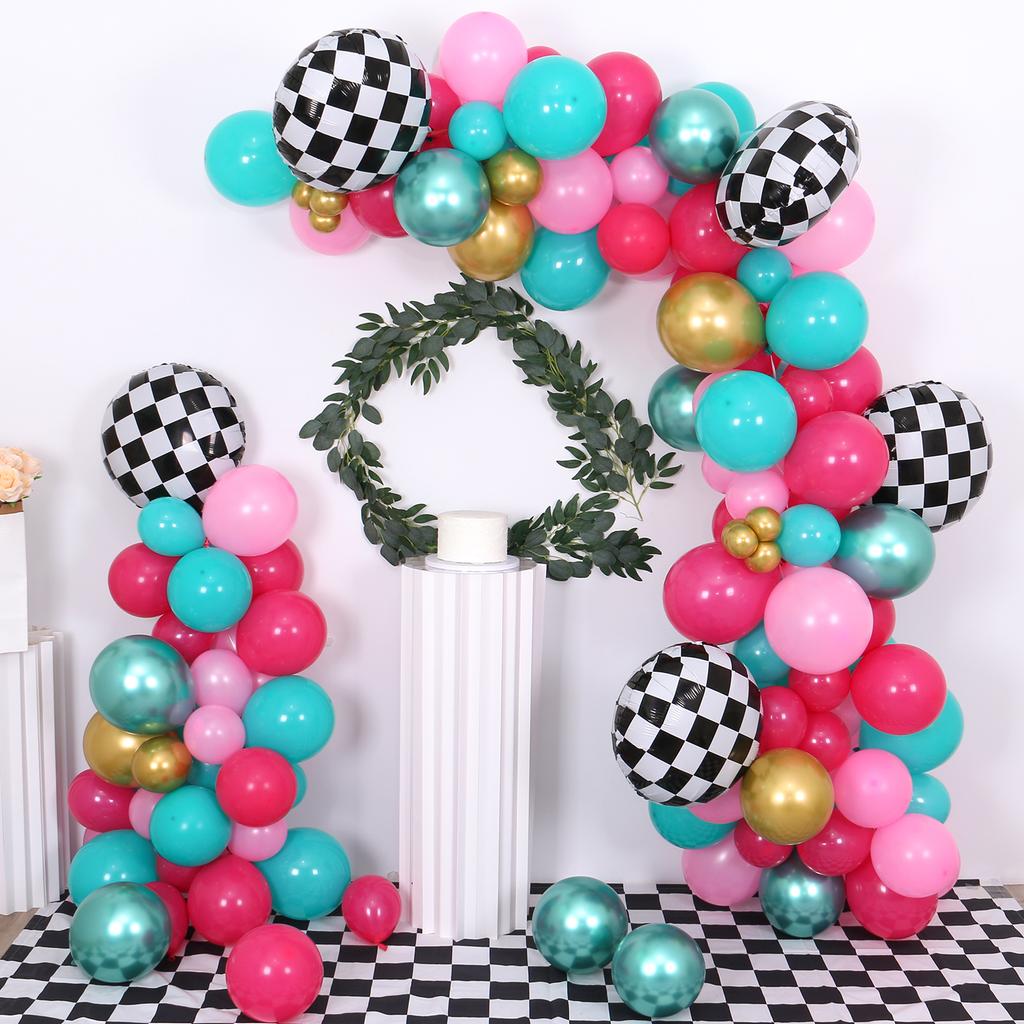 148 balloon sets for girls' birthday party decoration, pink and blue tea party party square background wall decoration balloons
