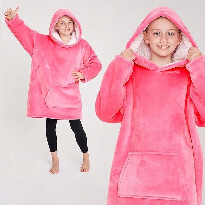CityComfort Hooded Blanket for Kids Pink Fleece Fluffy Sweatshirt