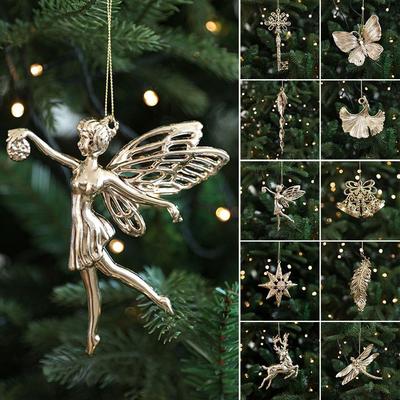 Gold Christmas Hanging Decoration Plastic Christmas Tree Ornament Xmas Ornament Ball Scene Making