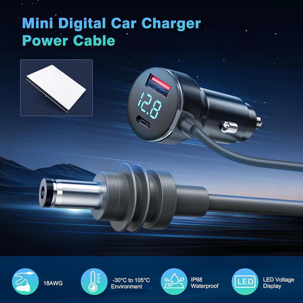 Fourth-Gen Mi Mini Digital Display Three-Port Car Charger with Vehicle Cigarette Lighter Adapter