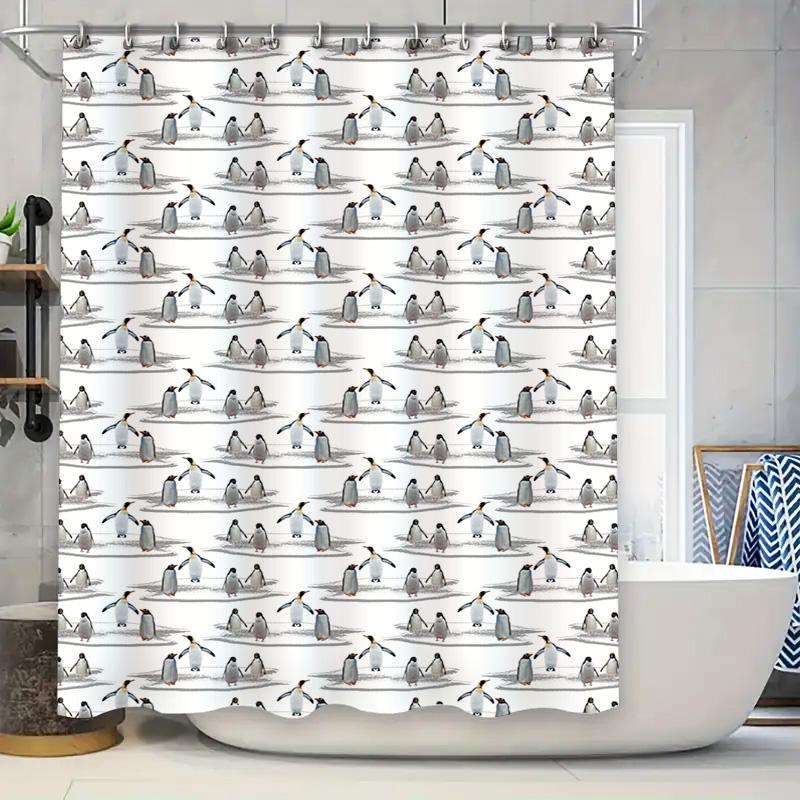 Black Cat Print Shower Curtain Waterproof Fabric for Bathroom Decorations with Hook Rings Set 90x180cm