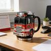 Portable Insulated Fire Truck Shape Coffee Cup with Detailed Design Drinking Cup Suitable for Gift Givings or Individual
