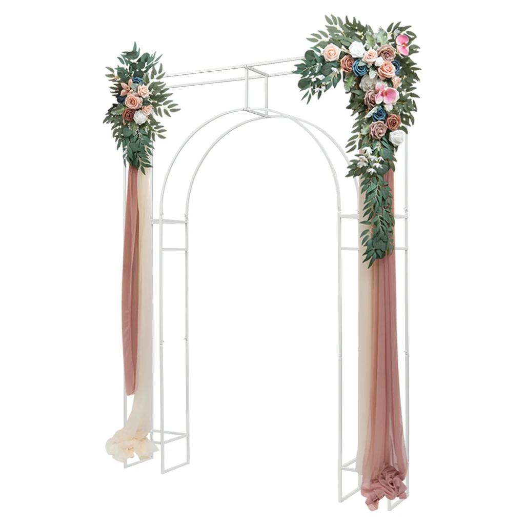 7.87ft Wedding Arch Ceremony Square Metal Balloon Stand Garden Arbor Frame for Birthday Party Background Decorations