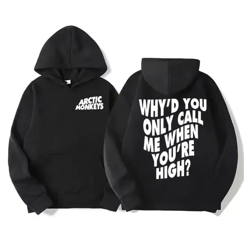 Men's Retro Rock Arctic Monkeys Hoodie - Music Album Pattern Print, Hip Hop Style Oversized Vintage Hooded Sweatshirt WY005
