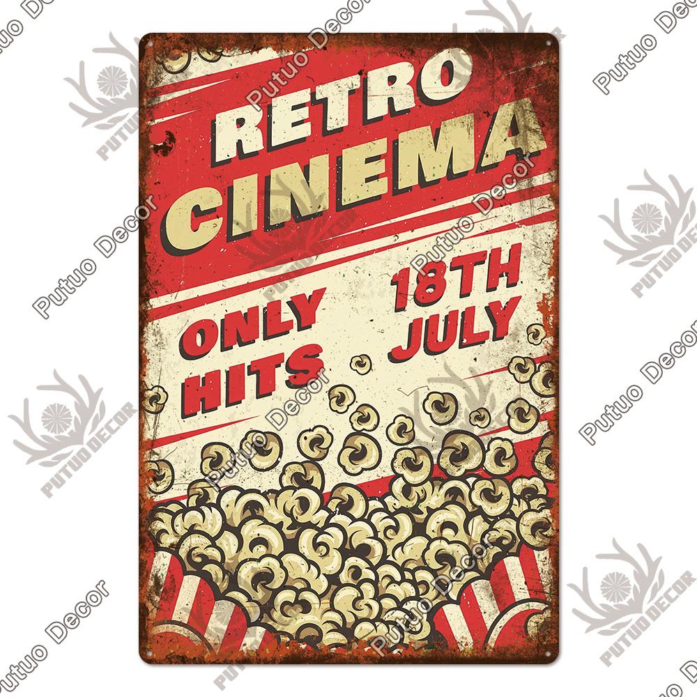 Decor Cinema Vintage Metal Plaque Metal Sign Tin Sign Iron Poster for Movie Theater Club Living Room Home Wall Decor