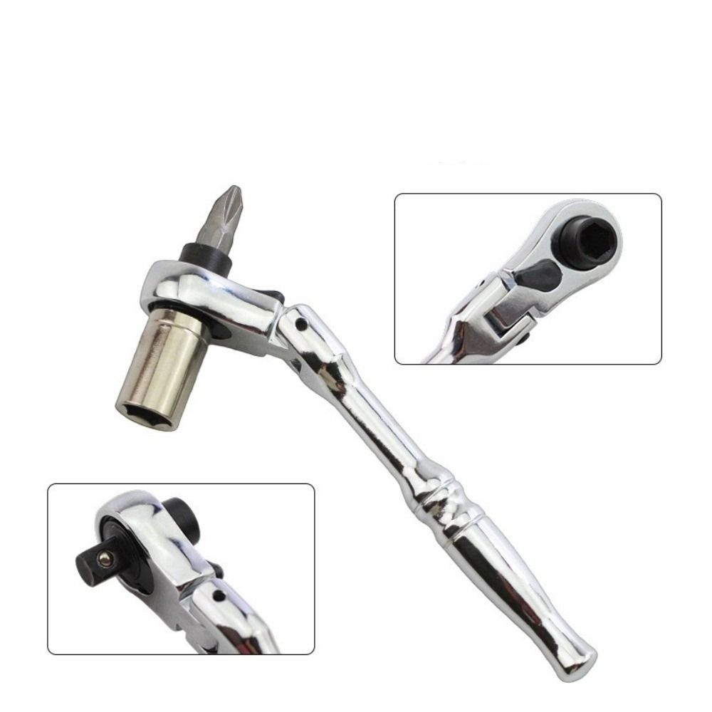 Round Handle Ratchet Wrench 1/4 Inch Double Head Ratchet Durable Quick Spanner Tool  DIY Projects