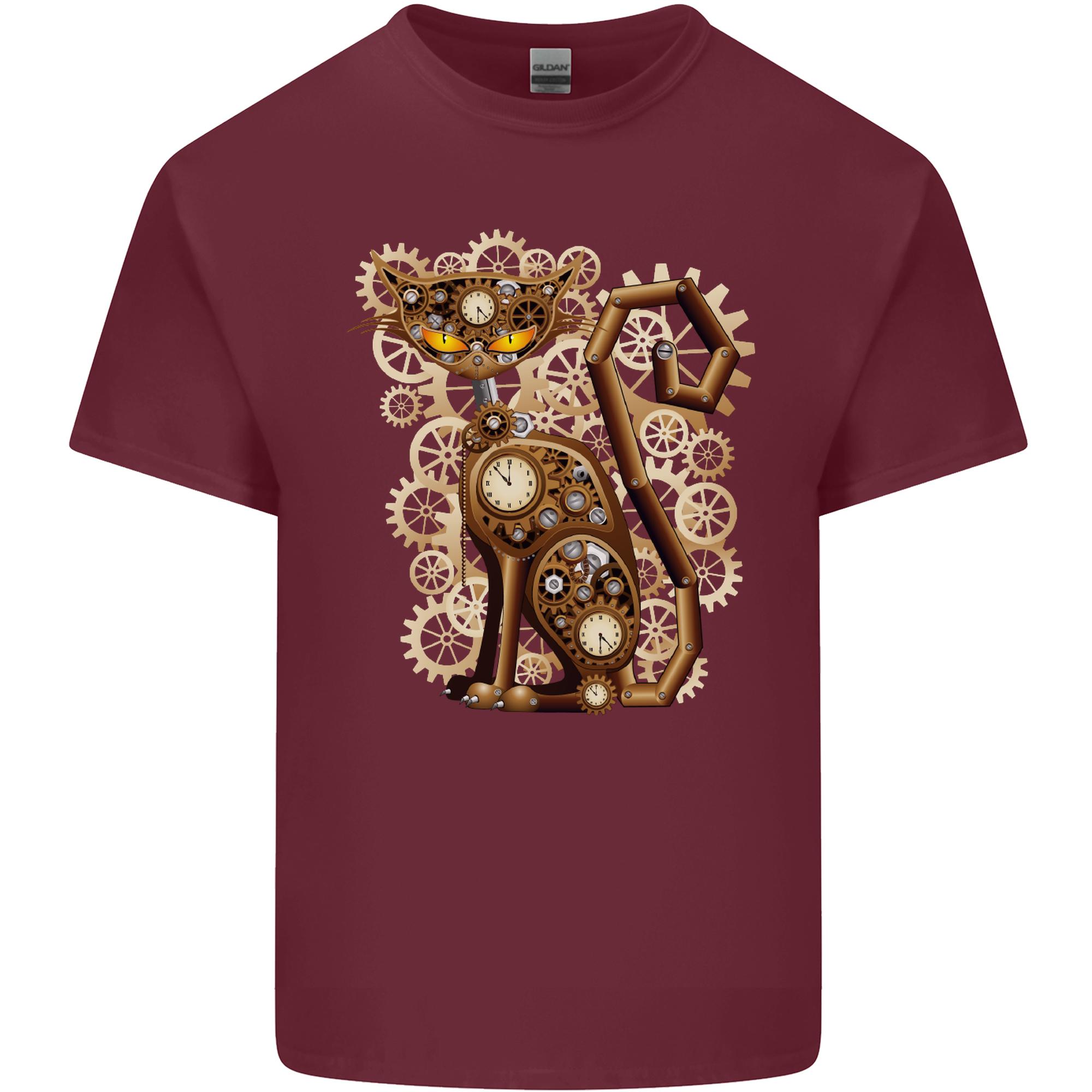 Steampunk Cat Unisexs Light Cotton TShirt S
