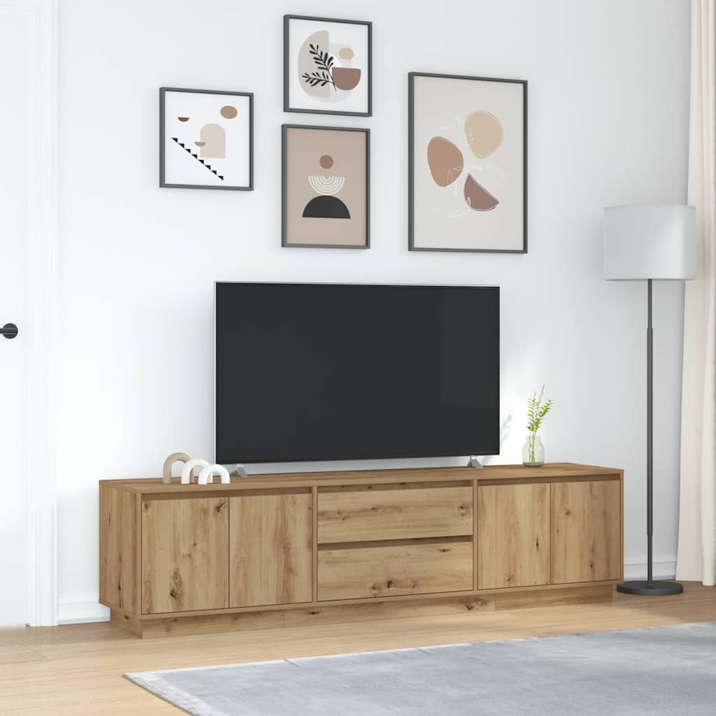 TV Stand with LED Lights Artisan Oak 193.5x41x50 Cm