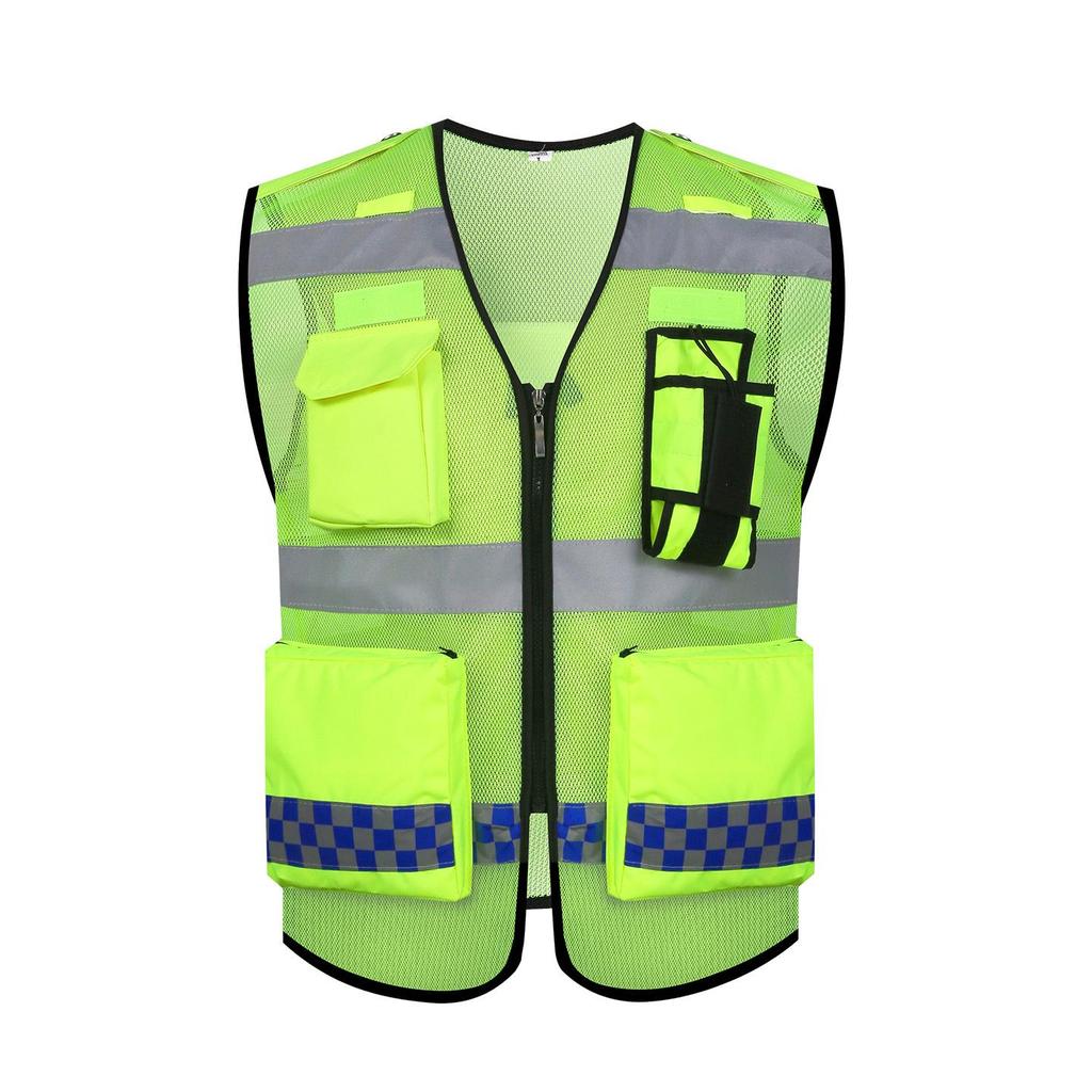 Breathable Reflective Multi-Pocket Mesh Vest for Construction and Roadside Assistance