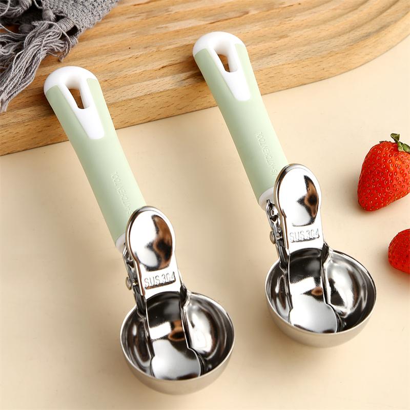 304 Stainless Steel Ice Cream Scoop Digger Non-Stick Watermelon Fruit Ball Yogurt Spoon Multifunctional Tool For Kitchen Bar
