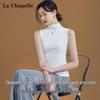 La Chapelle Ribbed Mock Neck Sleeveless Base Layer Top