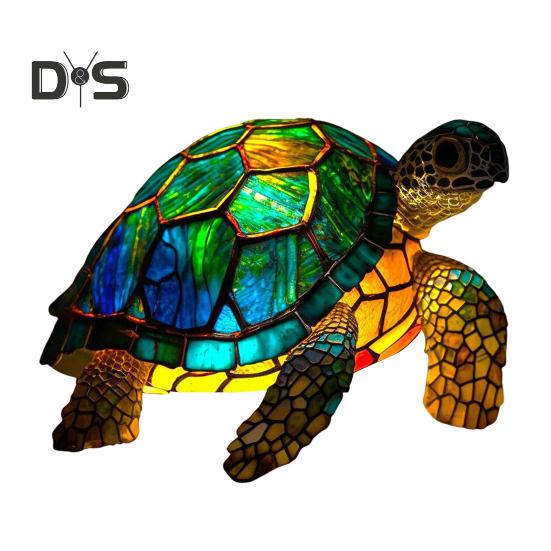 Stolní lampa s motivem zvířat z barevného skla, na baterie, vintage noční světlo se zvířaty, domácí kancelář, ložnice, dětský pokoj, noční lampa