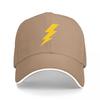 Lightning Bolt Logo Black Baseball Cap with Yellow Strike Design for Unisex and Women Casual Streetwear Fashion Accessory