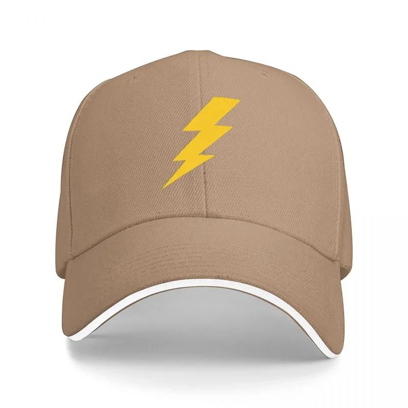 Lightning Bolt Logo Black Baseball Cap with Yellow Strike Design for Unisex and Women Casual Streetwear Fashion Accessory