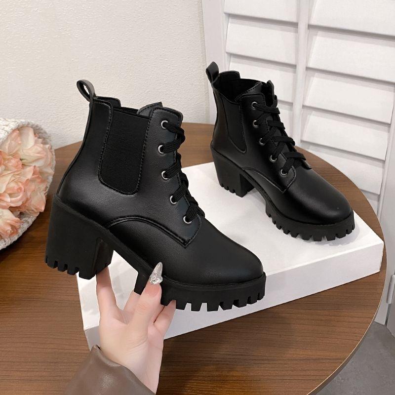 Fashion boots autumn and winter new modern urban style knee boots stacked wear niche foreign style show high American ins