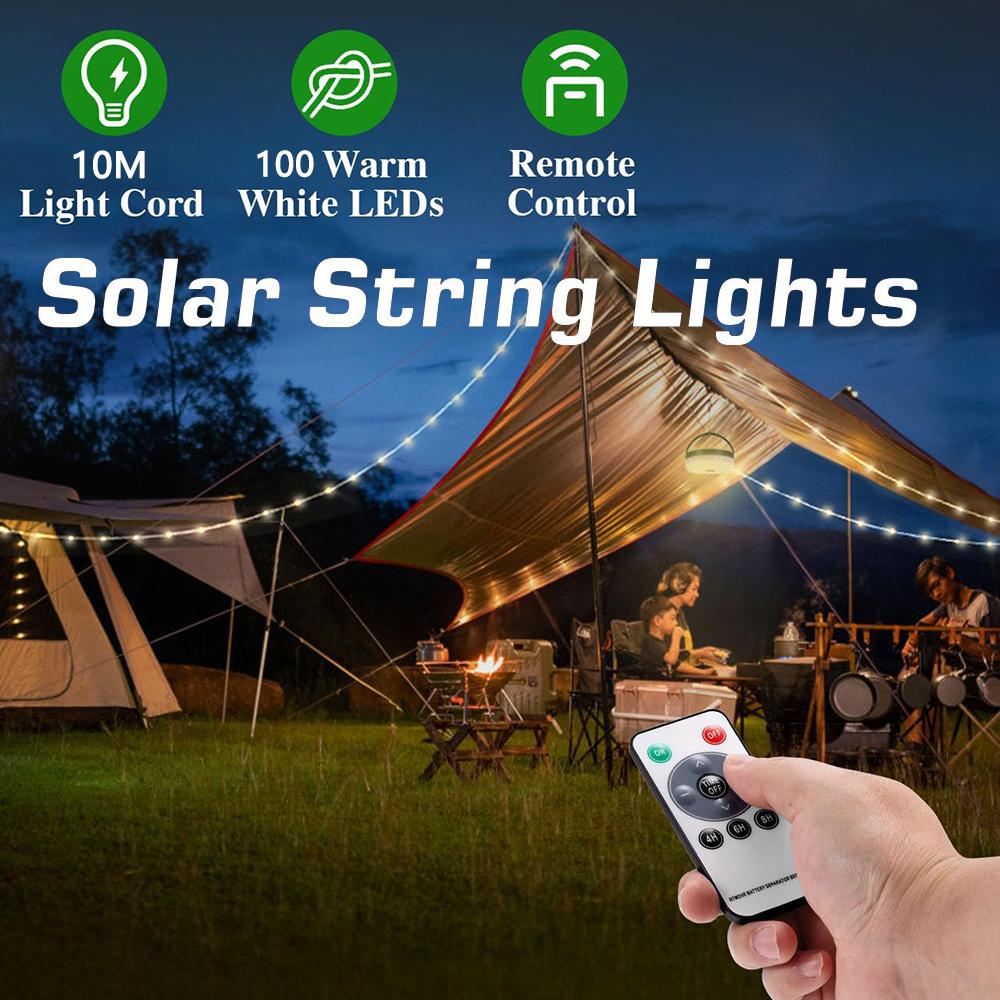 

10m Solar Powered String Lights 100-LED Lamps for Tree Patio Garden Warm White