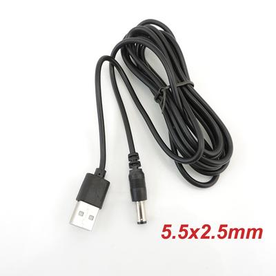 0,8M/2M 5V DC napájecí kabel USB 2.0 Samec A na DC 5,5 mm x 2,5 mm 2,1 mm zástrčka kabelu se zásuvkou