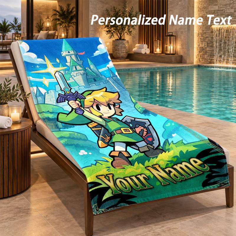 Zelda Custom Name Beach Towel Large Soft Towel for Indoor Bathroom Outdoor Beach