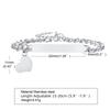 Stainless Steel Silver Color Bracelet Smooth Blank Bar With Heart Pendant Trendy Wrist Valentines Day Gift Jewelry